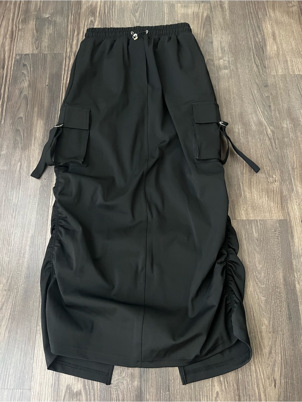 New York & Co NEW Maxi Cargo Skirt with Ruched Sides, Back Slit & Elastic Waist